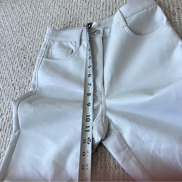 Aritzia Wilfred Melina Birch White Faux Leather High Rise Straight Leg Pant - Picture 6 of 13